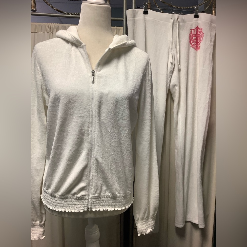 Juicy Couture 90s Terry Pants 36 x 33 Zip Up Hoodie Tracksuit - Picture 2 of 15